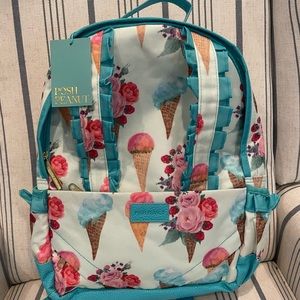 Posh Peanut Sophia Ruffle Floral Ice Cream Cone Backpack NEW